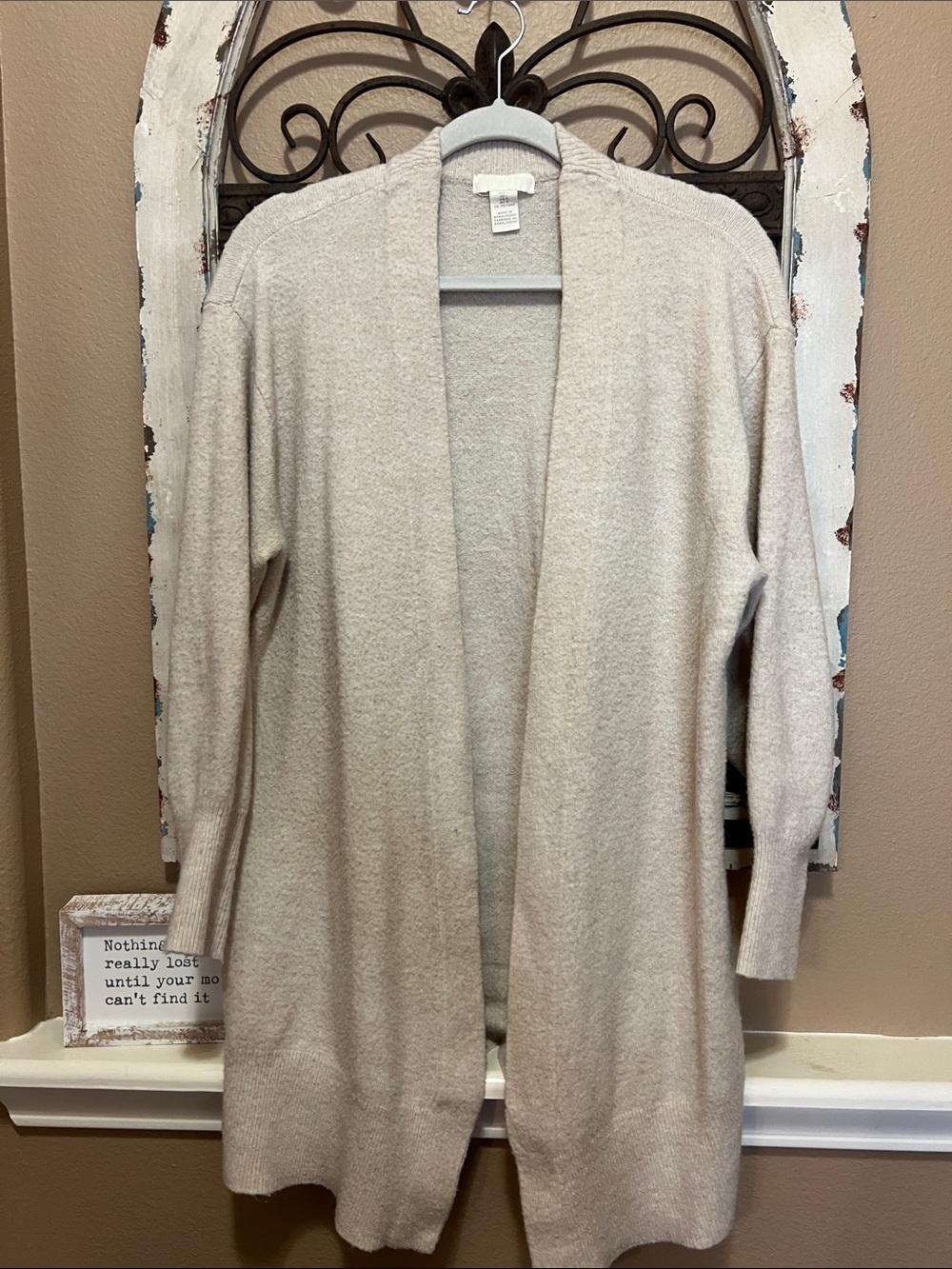 Light Cream Open-Front Women's Cardigan Sweater
